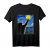 Sternennacht Katze T-Shirt - Lustiges Van Gogh Katzenmotiv für Katzenliebhaber, Mutter, Vater, Geschenk für Halloween, Vatertag, Muttertag, Geburtstag & Feiertage