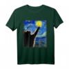 Sternennacht Katze T-Shirt - Lustiges Van Gogh Katzenmotiv für Katzenliebhaber, Mutter, Vater, Geschenk für Halloween, Vatertag, Muttertag, Geburtstag & Feiertage