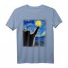 Sternennacht Katze T-Shirt - Lustiges Van Gogh Katzenmotiv für Katzenliebhaber, Mutter, Vater, Geschenk für Halloween, Vatertag, Muttertag, Geburtstag & Feiertage