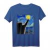 Sternennacht Katze T-Shirt - Lustiges Van Gogh Katzenmotiv für Katzenliebhaber, Mutter, Vater, Geschenk für Halloween, Vatertag, Muttertag, Geburtstag & Feiertage