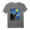Sternennacht Katze T-Shirt - Lustiges Van Gogh Katzenmotiv für Katzenliebhaber, Mutter, Vater, Geschenk für Halloween, Vatertag, Muttertag, Geburtstag & Feiertage