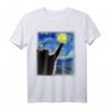 Sternennacht Katze T-Shirt - Lustiges Van Gogh Katzenmotiv für Katzenliebhaber, Mutter, Vater, Geschenk für Halloween, Vatertag, Muttertag, Geburtstag & Feiertage