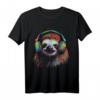 Faultier Kunstwerk Musik Bunt - Tier Kopfhörer Faultier T-Shirt für Tierliebhaber & Freunde