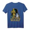 Star Wars Vader Head Out Line Logo T-Shirt mit C-3PO & R2-D2 Portrait - Offiziell lizenziertes Fan-Design