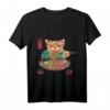 Japan Asien Katze Nudel Essstäbchen Futter Essen T-Shirt – Originelles Geschenk für Katzen- und Asia-Fans, perfekt für Partys und Anlässe