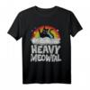Lustiges Heavy Metal Katzen T-Shirt mit Regenbogen - Retro Design für Rockfans, Festivals & Halloween für Männer, Frauen & Kinder