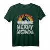 Lustiges Heavy Metal Katzen T-Shirt mit Regenbogen - Retro Design für Rockfans, Festivals & Halloween für Männer, Frauen & Kinder