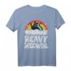Lustiges Heavy Metal Katzen T-Shirt mit Regenbogen - Retro Design für Rockfans, Festivals & Halloween für Männer, Frauen & Kinder