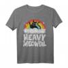Lustiges Heavy Metal Katzen T-Shirt mit Regenbogen - Retro Design für Rockfans, Festivals & Halloween für Männer, Frauen & Kinder