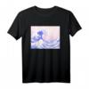 Ästhetik Pastell Rosa Lila T-Shirt mit großer Welle vor Kanagawa - Kawaii Japanisch Streetwear im Vintage Retro Stil