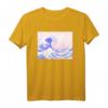 Ästhetik Pastell Rosa Lila T-Shirt mit großer Welle vor Kanagawa - Kawaii Japanisch Streetwear im Vintage Retro Stil