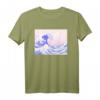 Ästhetik Pastell Rosa Lila T-Shirt mit großer Welle vor Kanagawa - Kawaii Japanisch Streetwear im Vintage Retro Stil