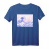Ästhetik Pastell Rosa Lila T-Shirt mit großer Welle vor Kanagawa - Kawaii Japanisch Streetwear im Vintage Retro Stil