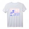 Ästhetik Pastell Rosa Lila T-Shirt mit großer Welle vor Kanagawa - Kawaii Japanisch Streetwear im Vintage Retro Stil