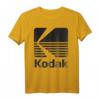 80er Jahre Vintage Kodak Logo – Schwarz T-Shirt mit klassischem Schnitt und doppeltem Saum