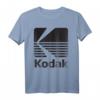 80er Jahre Vintage Kodak Logo – Schwarz T-Shirt mit klassischem Schnitt und doppeltem Saum