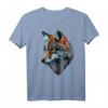 Wolf Portrait mit Blauen Augen Tier Druck Kunst - T-Shirt für Wolfs- und Tierliebhaber, perfekt als Geschenk für Freunde, Familie und Kinder