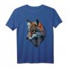 Wolf Portrait mit Blauen Augen Tier Druck Kunst - T-Shirt für Wolfs- und Tierliebhaber, perfekt als Geschenk für Freunde, Familie und Kinder