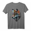 Wolf Portrait mit Blauen Augen Tier Druck Kunst - T-Shirt für Wolfs- und Tierliebhaber, perfekt als Geschenk für Freunde, Familie und Kinder