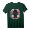 Hundeliebhaber Damen T-Shirt mit schwarzem Pudel und Blumendruck – Klassisches Design für Hunde- und Blumenfans