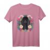 Hundeliebhaber Damen T-Shirt mit schwarzem Pudel und Blumendruck – Klassisches Design für Hunde- und Blumenfans
