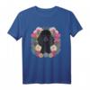Hundeliebhaber Damen T-Shirt mit schwarzem Pudel und Blumendruck – Klassisches Design für Hunde- und Blumenfans