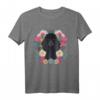 Hundeliebhaber Damen T-Shirt mit schwarzem Pudel und Blumendruck – Klassisches Design für Hunde- und Blumenfans