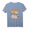 Kawaii Fuchs und Waschbär - Natur Wald T-Shirt mit herbstlichen Blättern und Pilzen, handgemalt im Aquarellstil, perfekt als Weihnachts- oder Geburtstagsgeschenk