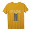 Nachts Sind Alle Katzen Grau T-Shirt mit blauer Katze - Humorvolles Tiermotive Shirt für Katzenliebhaber