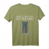 Nachts Sind Alle Katzen Grau T-Shirt mit blauer Katze - Humorvolles Tiermotive Shirt für Katzenliebhaber