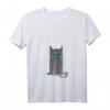 Nachts Sind Alle Katzen Grau T-Shirt mit blauer Katze - Humorvolles Tiermotive Shirt für Katzenliebhaber