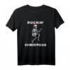 Rockin' Santa Hut Weihnachts-Skelett T-Shirt - Tanzende Gitarre für Rockmusik- und Gitarristen-Fans, perfekt für Weihnachten und Partys