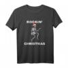 Rockin' Santa Hut Weihnachts-Skelett T-Shirt - Tanzende Gitarre für Rockmusik- und Gitarristen-Fans, perfekt für Weihnachten und Partys