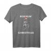 Rockin' Santa Hut Weihnachts-Skelett T-Shirt - Tanzende Gitarre für Rockmusik- und Gitarristen-Fans, perfekt für Weihnachten und Partys