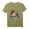 Japanese Tree Red Moon With Birds Flying in Background T-Shirt – Künstlerisches Naturmotiv im japanischen Stil