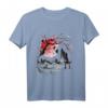 Japanese Tree Red Moon With Birds Flying in Background T-Shirt – Künstlerisches Naturmotiv im japanischen Stil