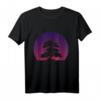Lila Bonsai Sonnenuntergang T-Shirt – Surreales Japan-Design in Retro-Optik für Natur- und Sonnenuntergang-Fans