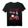 Kinder Alarm Ich bin 4 Jahr Feuerwehrauto T-Shirt – Lustiges Geburtstagsgeschenk für Jungen zum 4. Geburtstag