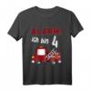 Kinder Alarm Ich bin 4 Jahr Feuerwehrauto T-Shirt – Lustiges Geburtstagsgeschenk für Jungen zum 4. Geburtstag