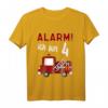 Kinder Alarm Ich bin 4 Jahr Feuerwehrauto T-Shirt – Lustiges Geburtstagsgeschenk für Jungen zum 4. Geburtstag