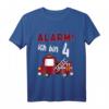 Kinder Alarm Ich bin 4 Jahr Feuerwehrauto T-Shirt – Lustiges Geburtstagsgeschenk für Jungen zum 4. Geburtstag