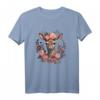 Hirsch T-Shirt Damen mit Blumenmotiv - Lustiges Trachten T-Shirt für Oktoberfest, Wiesn & Volksfest in Bayern und Tirol