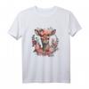Hirsch T-Shirt Damen mit Blumenmotiv - Lustiges Trachten T-Shirt für Oktoberfest, Wiesn & Volksfest in Bayern und Tirol