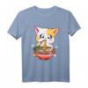 Ramen essende Katze Kawaii Anime Baka T-Shirt – Perfekt für Otaku, Japanliebhaber & Katzenfreunde