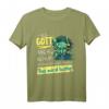 Lustiges Als Gott mich schuf grinste er T-Shirt - Humoriges Geschenk für Freunde und Familie