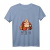 Damen The Laughing Fat Buddha T-Shirt - Glück, Reichtum und Frieden Grafikshirt mit V-Ausschnitt