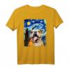 Lustiges Selfie Englische Bulldogge Sternennacht Van Gogh T-Shirt – Perfektes Geschenk für Hundeliebhaber, Kunstfans und Familie