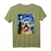 Lustiges Selfie Englische Bulldogge Sternennacht Van Gogh T-Shirt – Perfektes Geschenk für Hundeliebhaber, Kunstfans und Familie
