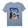 Lustiges Selfie Englische Bulldogge Sternennacht Van Gogh T-Shirt – Perfektes Geschenk für Hundeliebhaber, Kunstfans und Familie