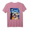 Lustiges Selfie Englische Bulldogge Sternennacht Van Gogh T-Shirt – Perfektes Geschenk für Hundeliebhaber, Kunstfans und Familie